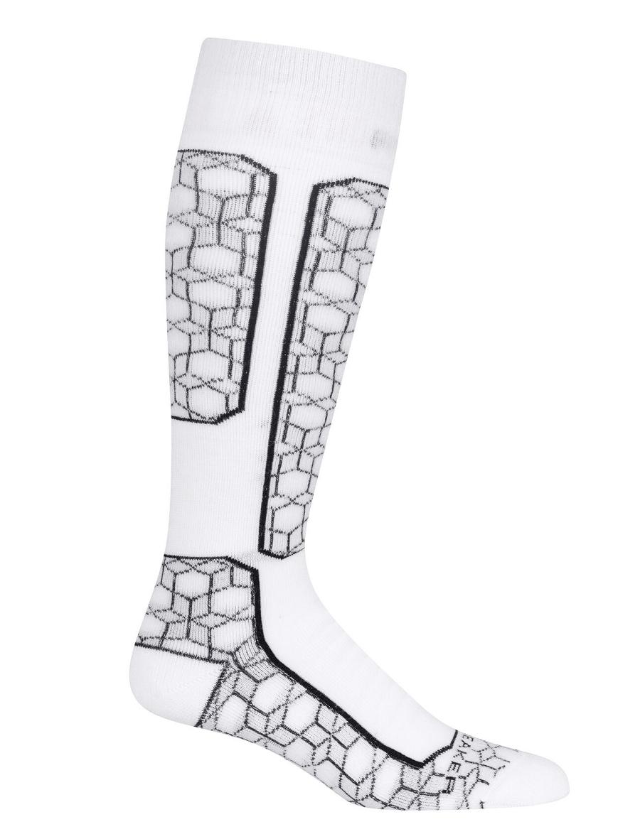 Snow / Black Women's Icebreaker Merino Ski+ Medium Over the Calf Alpine Geo Socks | USA 1407DFMN